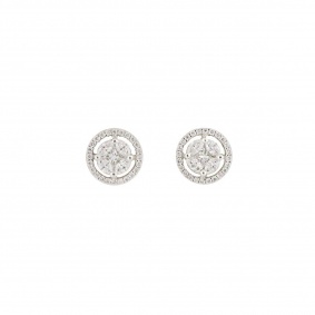 White Gold Diamond Cluster Earrings 0.80ct G-H/VS-VVS